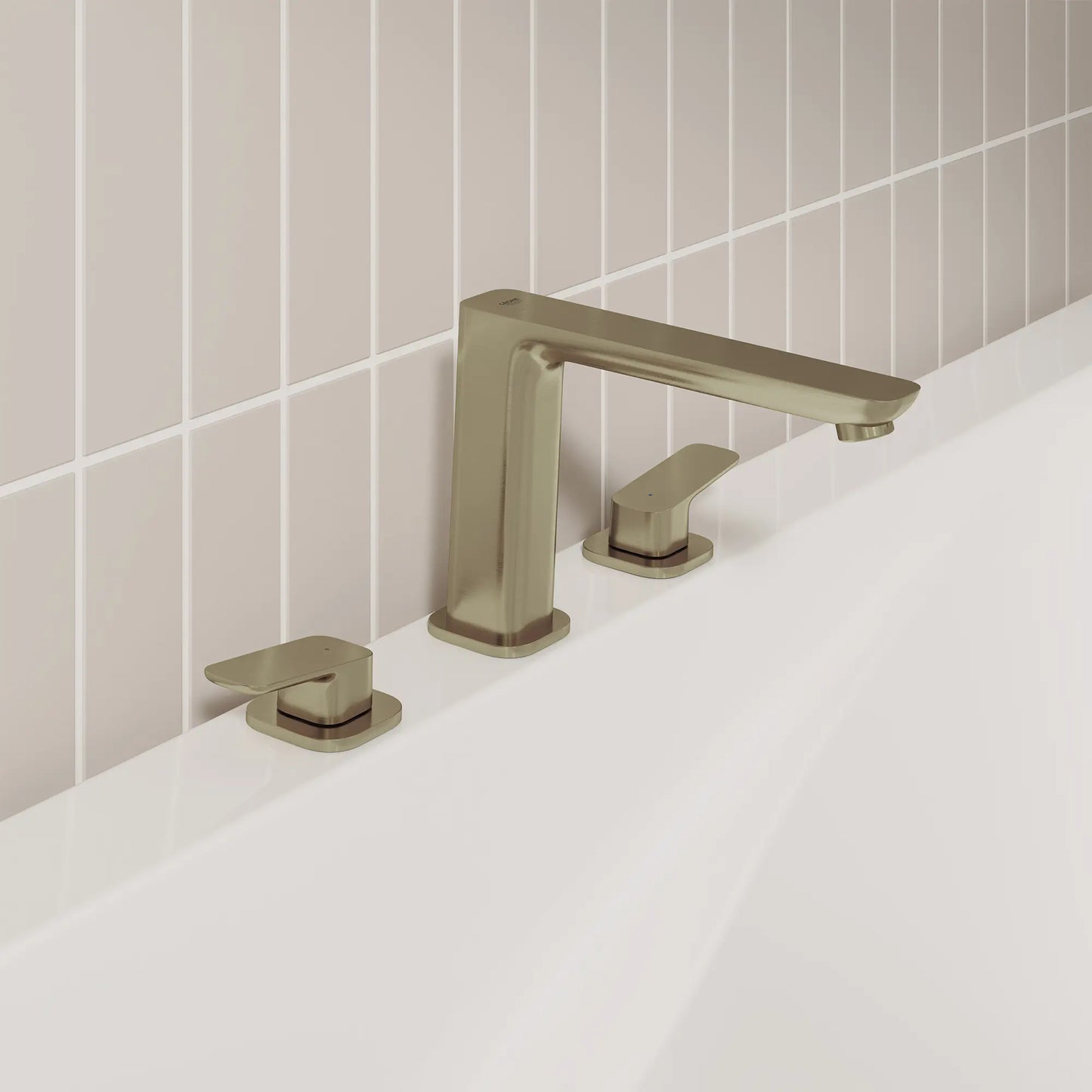 GROHE 101923EN00 Cubeo 3-Hole 2-Handle Deck Mount Tub Filler - Brushed Nickel