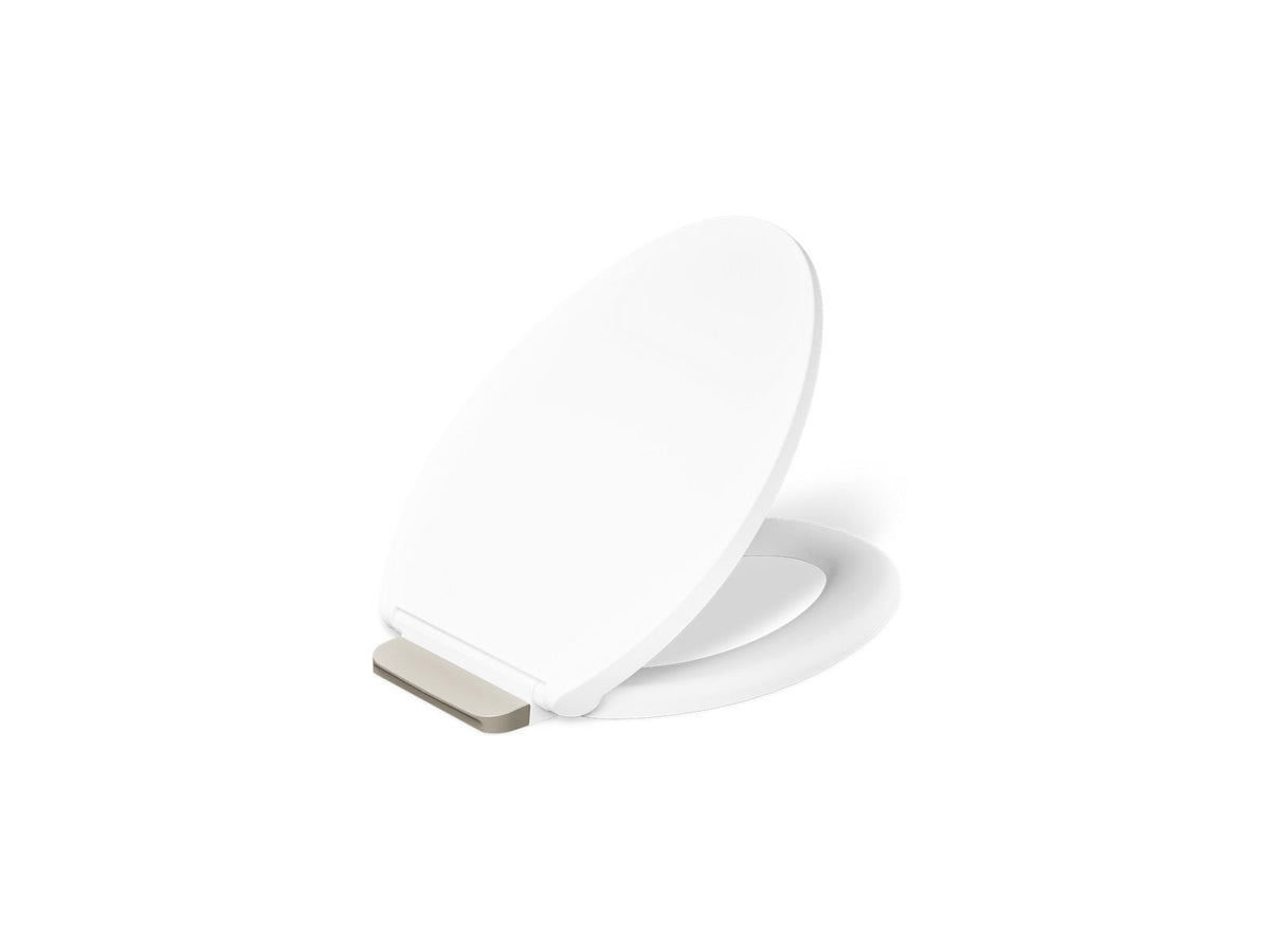 KOHLER K-27331-BN-0 Glissade Readylatch Quiet-Close Elongated Toilet Seat - White