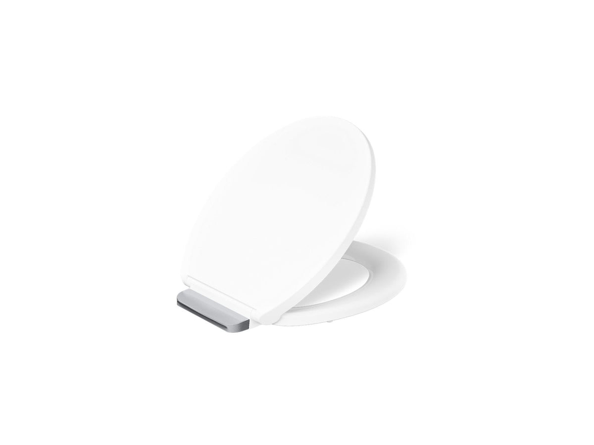 KOHLER K-27332-CP-0 Glissade Readylatch Quiet-Close Round-Front Toilet Seat - White