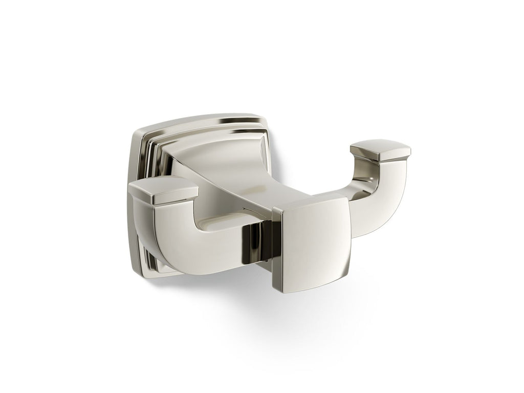 KOHLER K-27411-SN Riff Double Robe Hook - Vibrant Polished Nickel