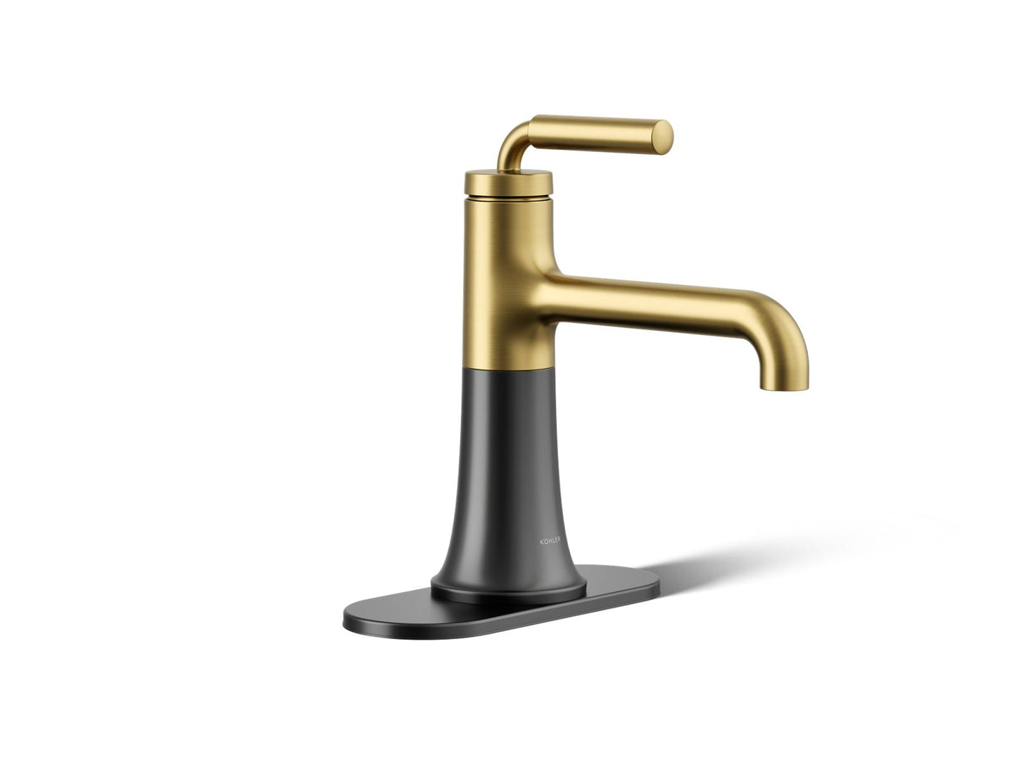 KOHLER K-27415-4-BMB Tone Single-Handle Bathroom Sink Faucet, 1.2 Gpm In Matte Black with Moderne Brass