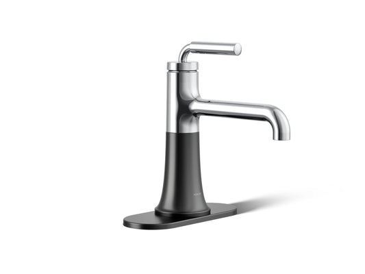 KOHLER K-27415-4-CBL Tone Single-Handle Bathroom Sink Faucet, 1.2 Gpm In Polished Chrome with Matte Black