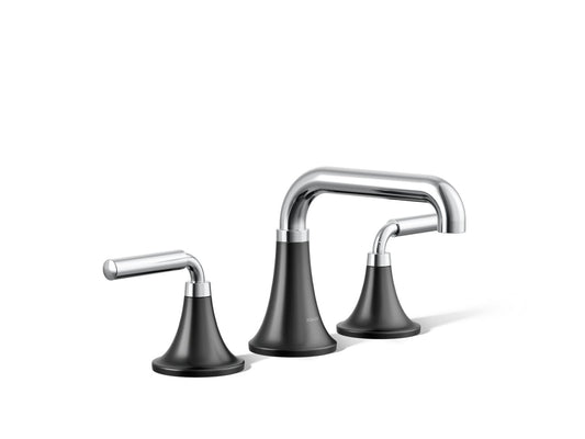 KOHLER K-27416-4N-CBL Tone Widespread Bathroom Sink Faucet, 0.5 Gpm In Polished Chrome with Matte Black