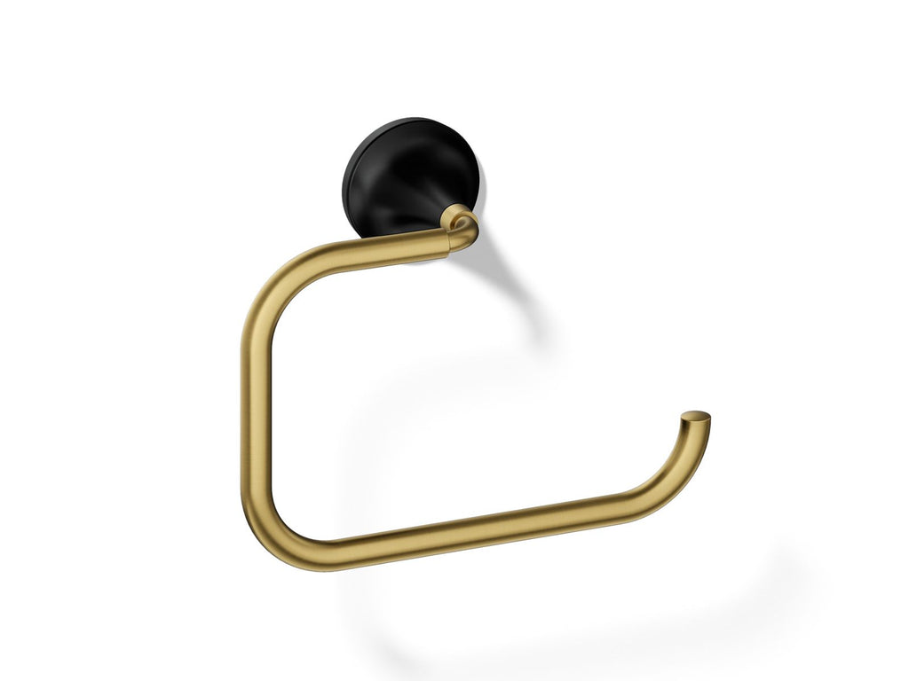 KOHLER K-27428-BMB Tone Towel Ring - Matte Black With Brushed Moderne Brass
