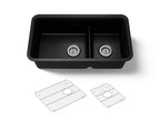 KOHLER K-27786-CM1 Cairn Smart Divide 33-1/2" Undermount Double-Bowl Kitchen Sink - Matte Black