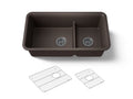 KOHLER K-27786-CM2 Cairn Smart Divide 33-1/2" Undermount Double-Bowl Kitchen Sink - Matte Brown