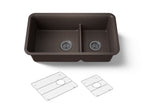 KOHLER K-27786-CM2 Cairn Smart Divide 33-1/2" Undermount Double-Bowl Kitchen Sink - Matte Brown