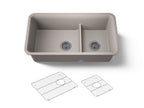 KOHLER K-27786-CM3 Cairn Smart Divide 33-1/2" Undermount Double-Bowl Kitchen Sink - Matte Taupe