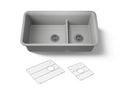 KOHLER K-27786-CM4 Cairn Smart Divide 33-1/2" Undermount Double-Bowl Kitchen Sink - Matte Grey
