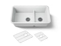 KOHLER K-27786-CM6 Cairn Smart Divide 33-1/2" Undermount Double-Bowl Kitchen Sink - Matte White