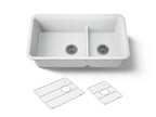 KOHLER K-27786-CM6 Cairn Smart Divide 33-1/2" Undermount Double-Bowl Kitchen Sink - Matte White