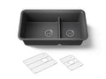 KOHLER K-27786-CM7 Cairn Smart Divide 33-1/2" Undermount Double-Bowl Kitchen Sink - Matte Graphite