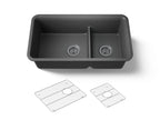 KOHLER K-27786-CM7 Cairn Smart Divide 33-1/2" Undermount Double-Bowl Kitchen Sink - Matte Graphite