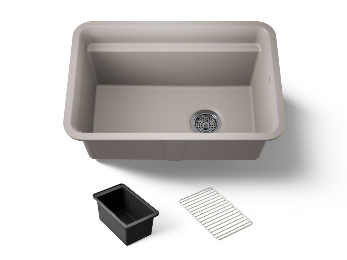 KOHLER K-27787-CM3 Cairn 27-1/2" Undermount Single-Bowl Utility Sink - Matte Taupe
