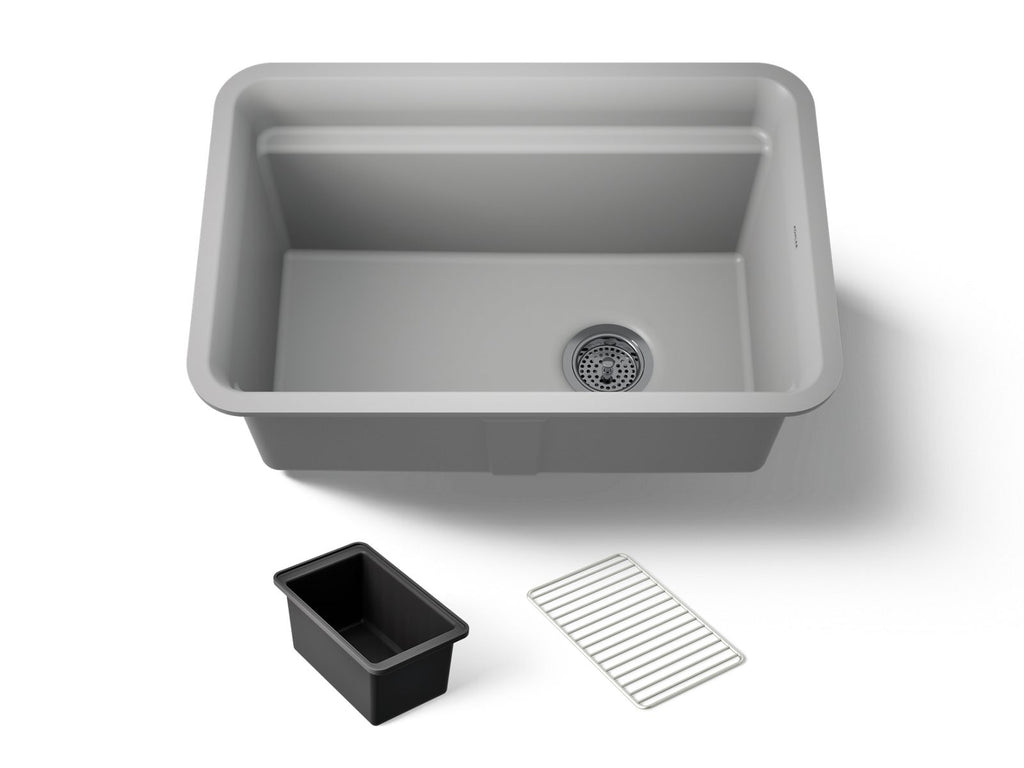 KOHLER K-27787-CM4 Cairn 27-1/2" Undermount Single-Bowl Utility Sink - Matte Grey