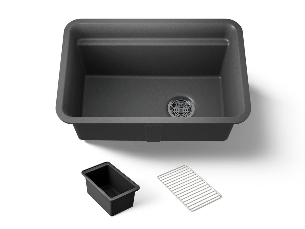 KOHLER K-27787-CM7 Cairn 27-1/2" Undermount Single-Bowl Utility Sink - Matte Graphite