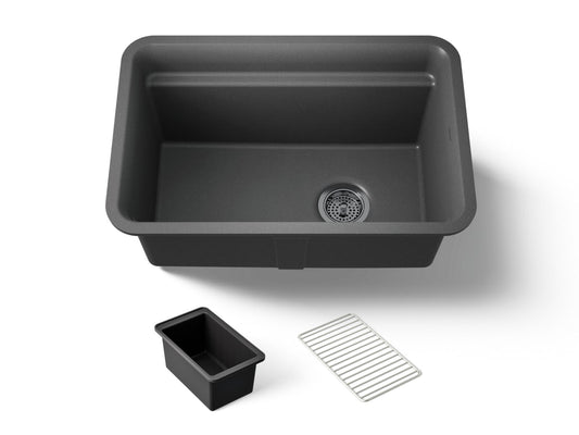 KOHLER K-27787-CM7 Cairn 27-1/2" undermount single-bowl utility sink - Matte Graphite