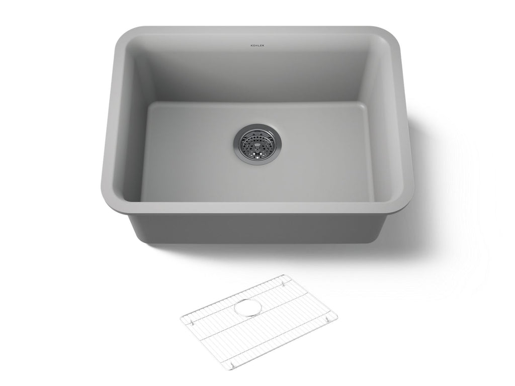KOHLER K-28001-CM4 Cairn 24-1/2" Undermount Single-Bowl Kitchen Sink - Matte Grey