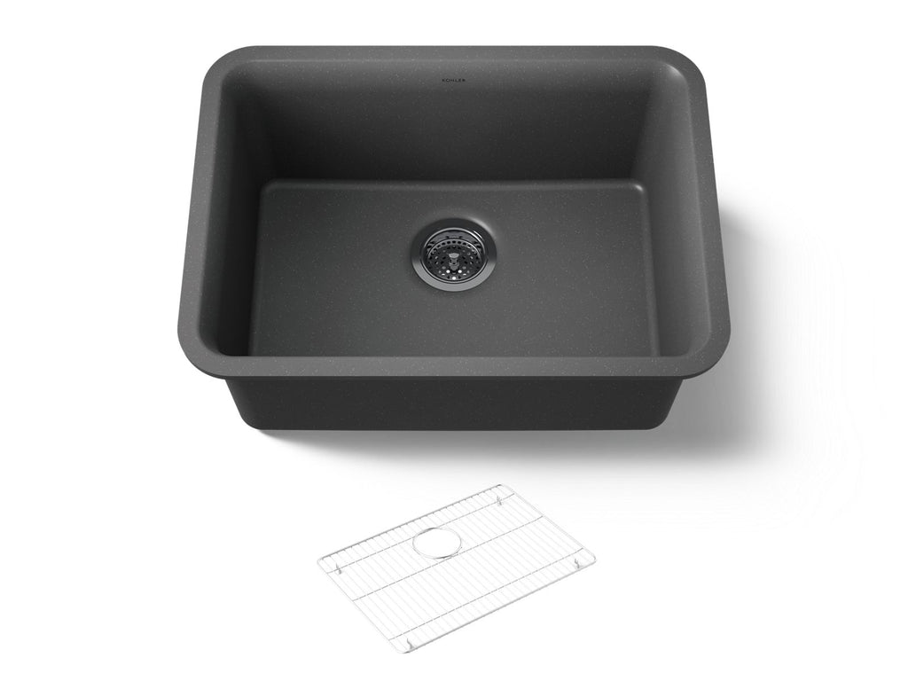 KOHLER K-28001-CM7 Cairn 24-1/2" Undermount Single-Bowl Kitchen Sink - Matte Graphite