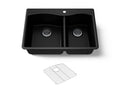 KOHLER K-28002-1-CM1 Kennon 33" Top-/Undermount Double-Bowl Kitchen Sink - Matte Black
