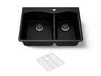 KOHLER K-28002-1-CM1 Kennon 33" Top-/Undermount Double-Bowl Kitchen Sink - Matte Black