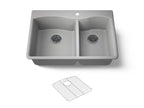 KOHLER K-28002-1-CM4 Kennon 33" Top-/Undermount Double-Bowl Kitchen Sink - Matte Grey