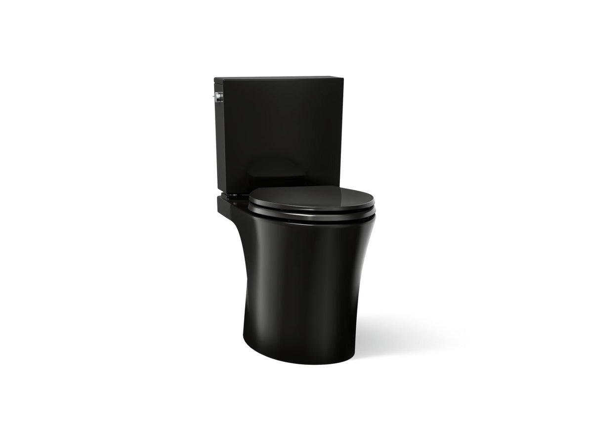 KOHLER K-28161-7 Veil Two-Piece Elongated Toilet With Skirted Trapway, 1.28 Gpf - Black Black