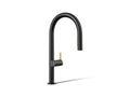 KOHLER K-28268-BMB Components Pull-Down Kitchen Sink Faucet With Two-Function Sprayhead - Matte Black With Brushed Moderne Brass