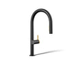 KOHLER K-28270-RT2-BMB Components Touchless Pull-Down Kitchen Sink Faucet With Two-Function Sprayhead - Matte Black With Brushed Moderne Brass