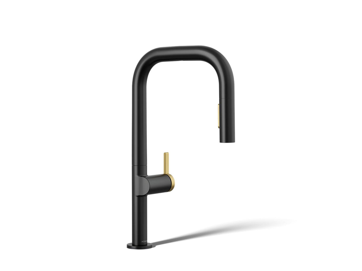 KOHLER K-28271-RT2-BMB Components Touchless Pull-Down Kitchen Sink Faucet With Two-Function Sprayhead - Matte Black With Brushed Moderne Brass