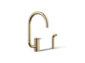 KOHLER K-28272-AF Components Single-Handle Kitchen Sink Faucet With Two-Function Extended-Reach Spout And Side Sprayer - Vibrant French Gold