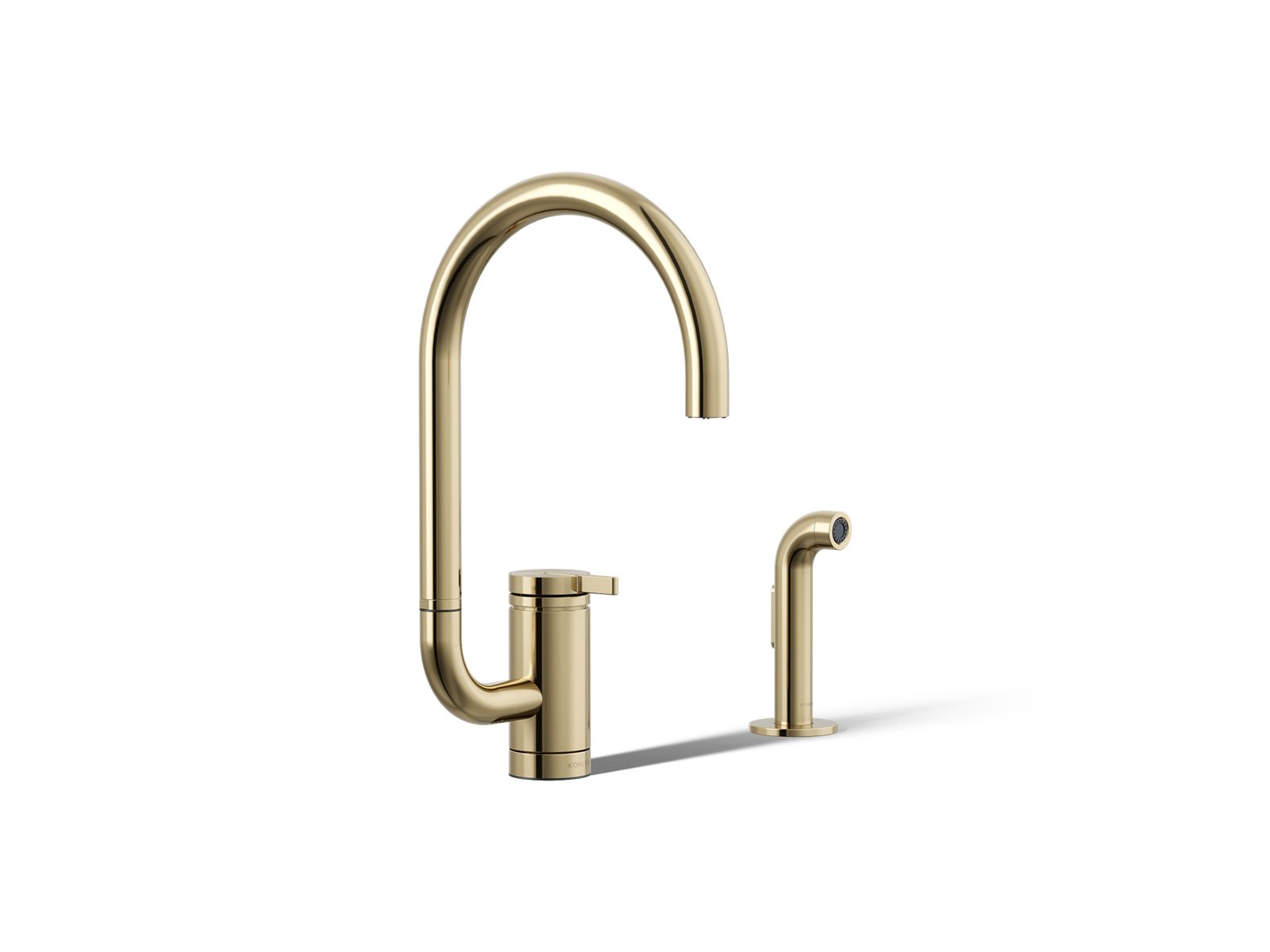 KOHLER K-28272-AF Components Single-Handle Kitchen Sink Faucet With Two-Function Extended-Reach Spout And Side Sprayer - Vibrant French Gold