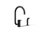 KOHLER K-28272-BL Components Single-Handle Kitchen Sink Faucet With Two-Function Extended-Reach Spout And Side Sprayer - Matte Black