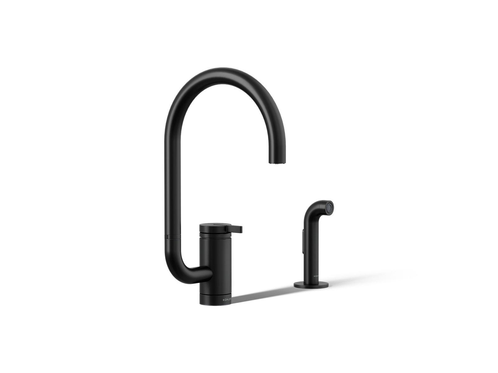 KOHLER K-28272-BL Components Single-Handle Kitchen Sink Faucet With Two-Function Extended-Reach Spout And Side Sprayer - Matte Black