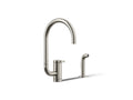 KOHLER K-28272-SN Components Single-Handle Kitchen Sink Faucet With Two-Function Extended-Reach Spout And Side Sprayer - Vibrant Polished Nickel