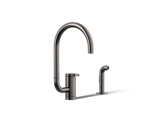KOHLER K-28272-TT Components Single-handle kitchen sink faucet with two-function extended-reach spout and side sprayer - Vibrant Titanium