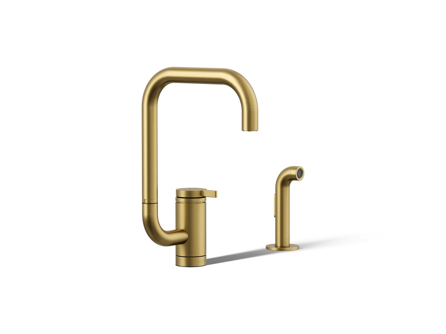 KOHLER K-28274-2MB Components Single-handle kitchen sink faucet with two-function extended-reach spout and side sprayer - Vibrant Brushed Moderne Brass