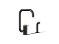 KOHLER K-28274-BMB Components Single-Handle Kitchen Sink Faucet With Two-Function Extended-Reach Spout And Side Sprayer - Matte Black With Brushed Moderne Brass