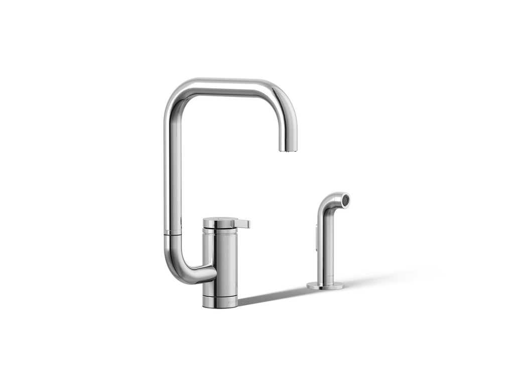 KOHLER K-28274-CP Components Single-Handle Kitchen Sink Faucet With Two-Function Extended-Reach Spout And Side Sprayer - Polished Chrome