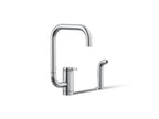 KOHLER K-28274-CP Components Single-Handle Kitchen Sink Faucet With Two-Function Extended-Reach Spout And Side Sprayer - Polished Chrome