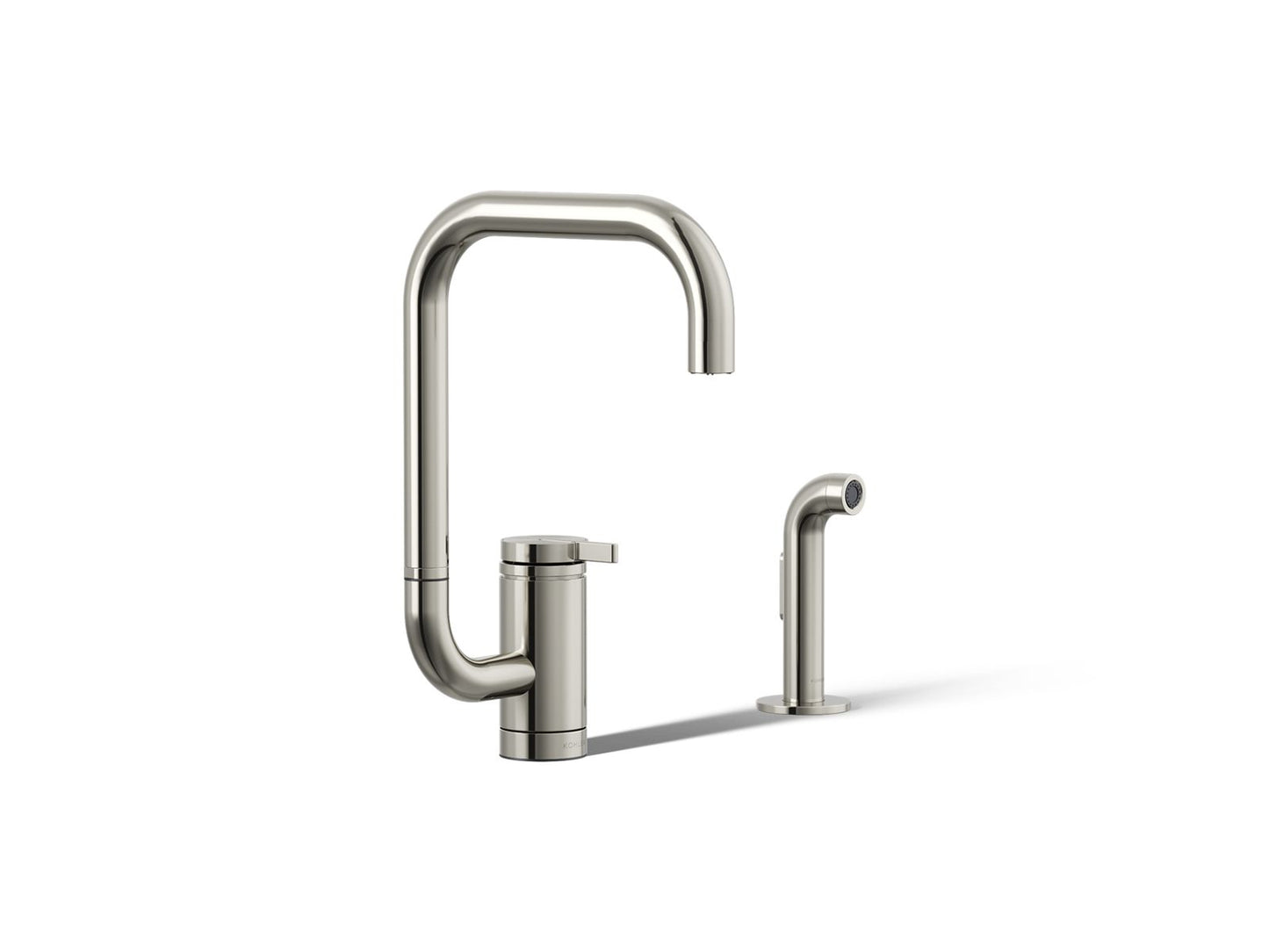 KOHLER K-28274-SN Components Single-handle kitchen sink faucet with two-function extended-reach spout and side sprayer - Vibrant Polished Nickel