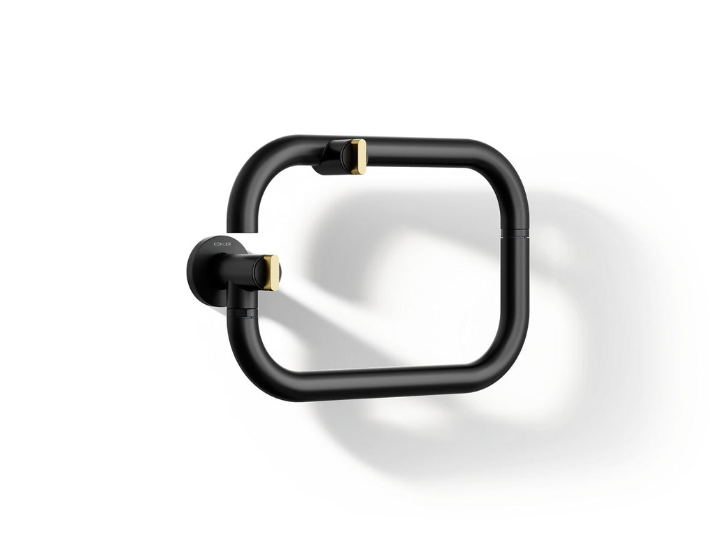 KOHLER K-28276-BMB Components Wall-Mount Pot Filler - Matte Black With Brushed Moderne Brass