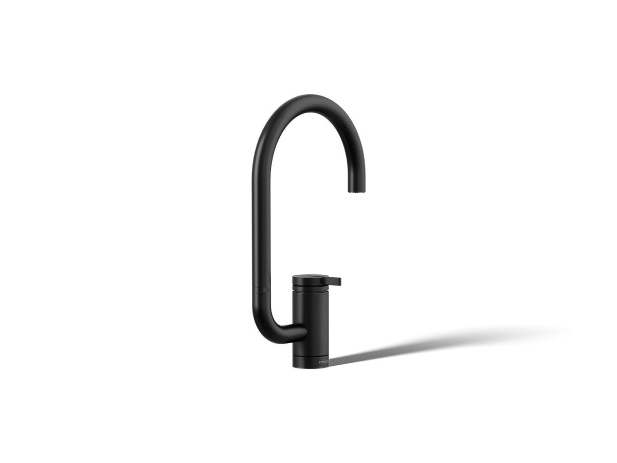 KOHLER K-28277-BL Components Single-Handle Bar Sink Faucet With Two-Function Extended-Reach Spout - Matte Black