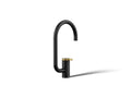 KOHLER K-28277-BMB Components Single-Handle Bar Sink Faucet With Two-Function Extended-Reach Spout - Matte Black With Brushed Moderne Brass