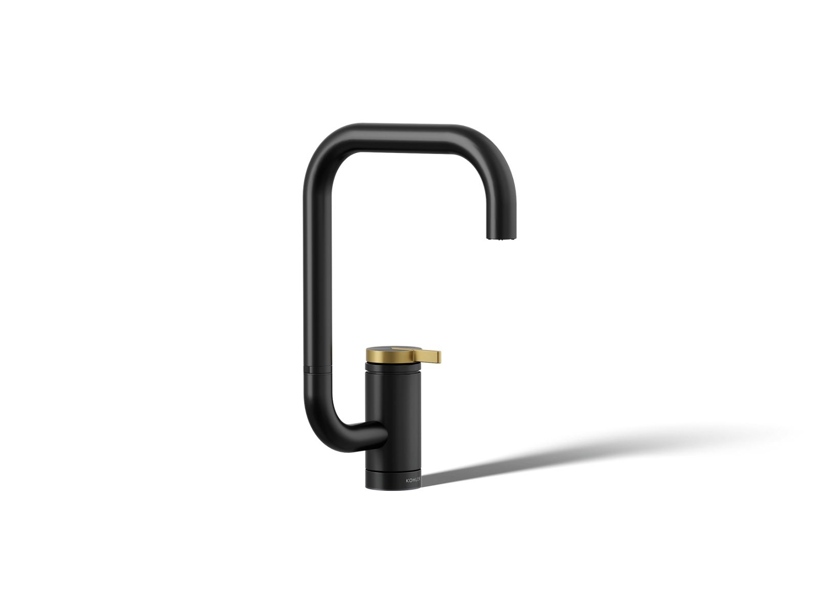 KOHLER K-28290-BMB Components Single-Handle Bar Sink Faucet With Two-Function Extended-Reach Spout - Matte Black With Brushed Moderne Brass