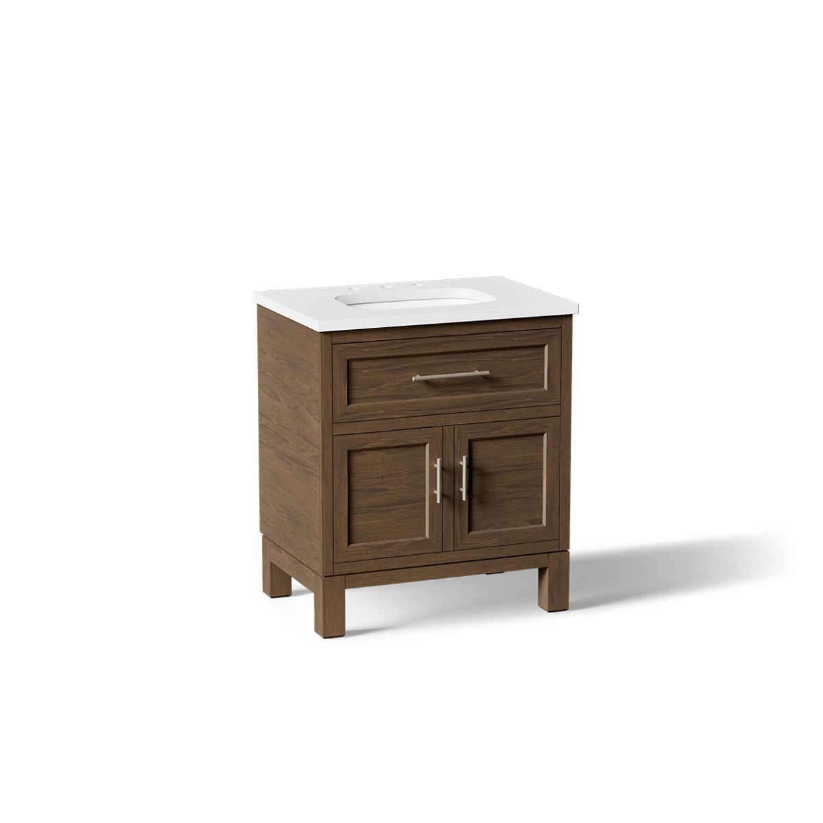 KOHLER K-28380-ASB-DAK Quo 30" bathroom vanity cabinet with sink and quartz top - Draper Oak
