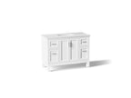 KOHLER K-28383-ASB-0 Quo 48" Bathroom Vanity Cabinet With Sink And Quartz Top - White