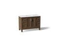 KOHLER K-28383-ASB-DAK Quo 48" bathroom vanity cabinet with sink and quartz top - Draper Oak