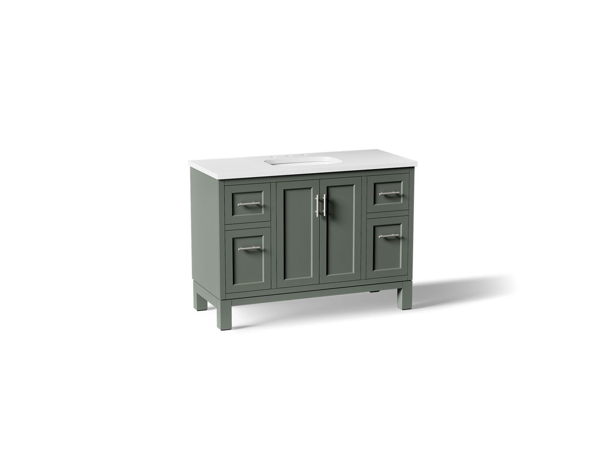 KOHLER K-28383-ASB-UMG Quo 48" bathroom vanity cabinet with sink and quartz top - Umbral Green