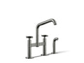 KOHLER K-28665-3-TT Billet Two-Hole Bridge Kitchen Sink Faucet With Side Sprayer - Vibrant Titanium